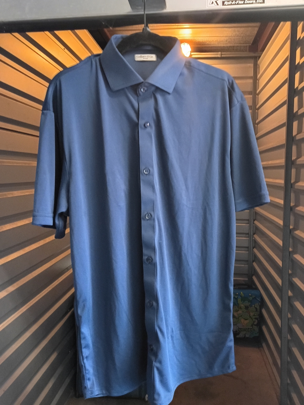 Collars & Co. Stafford Blue Short-Sleeve Button-Down Polo Shirt Size M